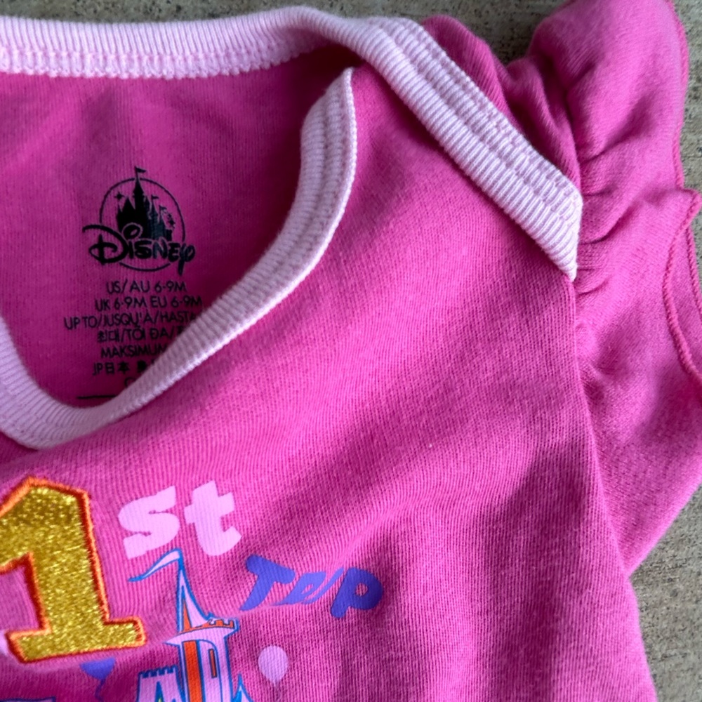 Vintage Disney Baby Onesie  Pink 'My 1st Trip' Shirt - Picture 6 of 7